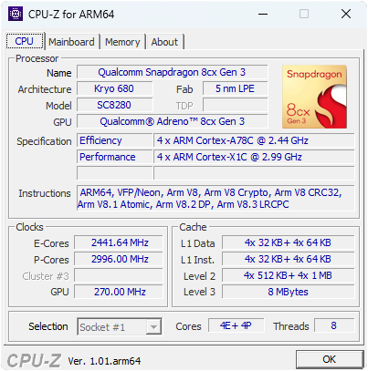 CPU-Z for Windows on ARM64 announcement image